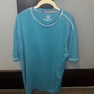 Bugatchi (UOMO) Aqua Blue Crew Neck Shirt SIZE L